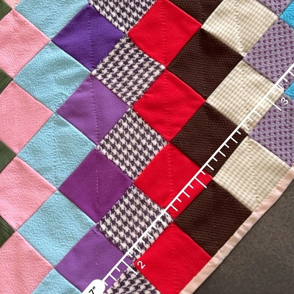 Vtg Quilt Patchwork Handsewn Baby Shabby Cottage Core Cotton Fabric 43”x33”